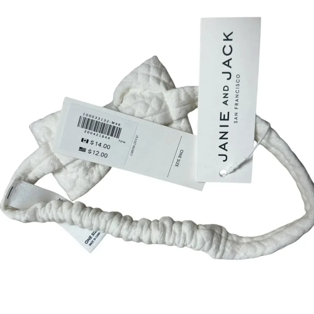 NWT Janie & Jack White Bow Headband‎ Infant Baby Toddler One Size